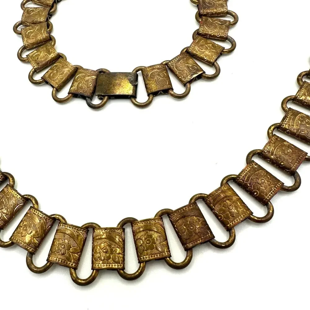Antique Art Deco Victorian Revival gold tone brass 32.25